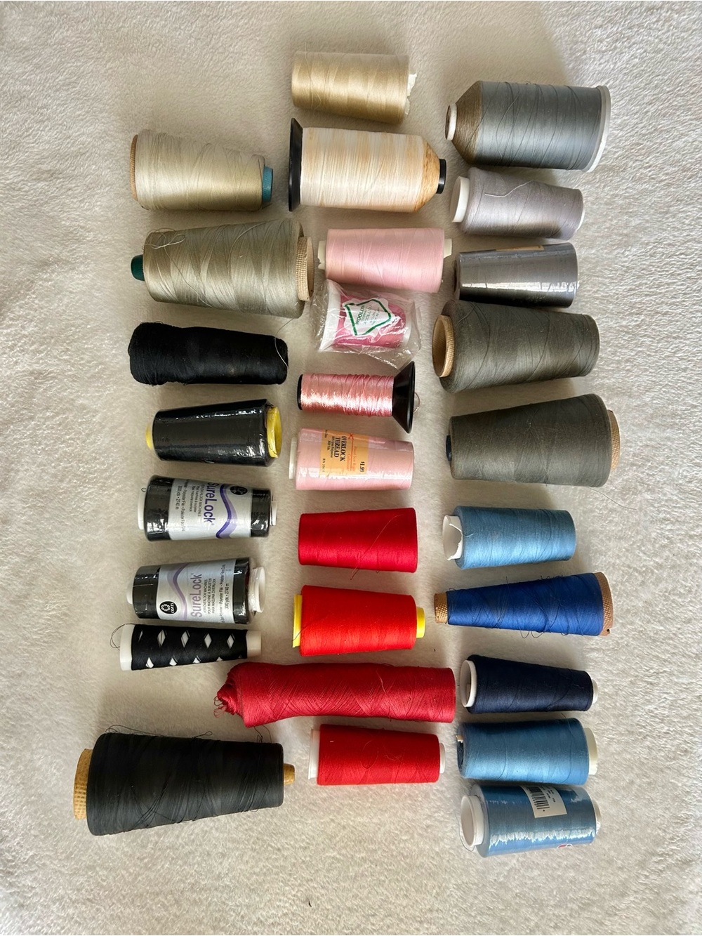 Lot Of 28 Large Spools Of Thread Variety Of Colors Get Ready For Next Project